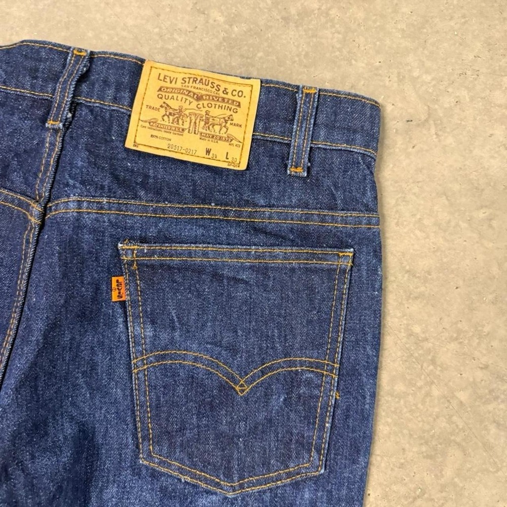 Vintage 70's - 80's Levis 517 Bootcut Navy Washed Orange Tab Jeans - Picture 2 of 4